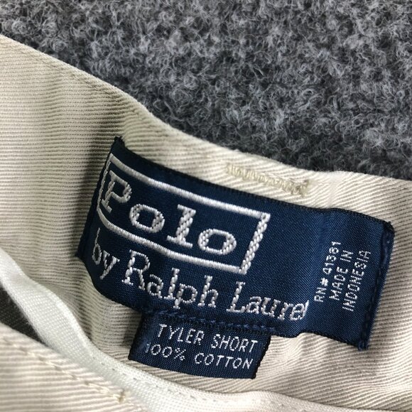 Polo Ralph Lauren Shorts Mens 34 Beige Pleated High Waist Tyler Vintage Y2K - Picture 3 of 10